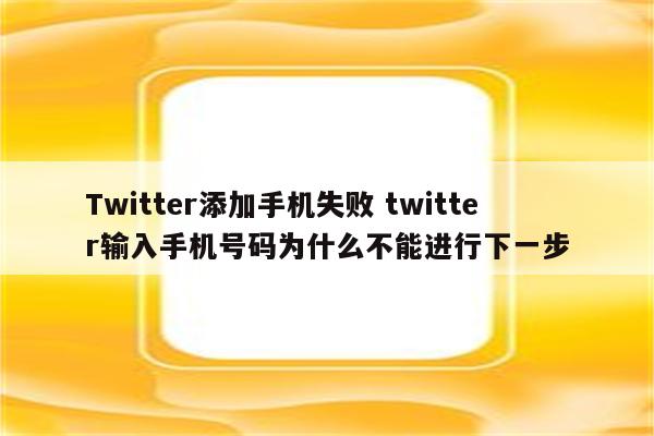 Twitter添加手机失败 twitter输入手机号码为什么不能进行下一步