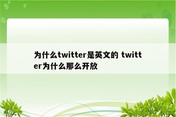 为什么twitter是英文的 twitter为什么那么开放