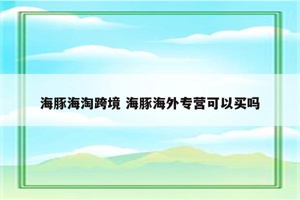 海豚海淘跨境 海豚海外专营可以买吗