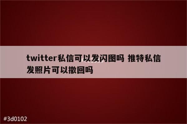 twitter私信可以发闪图吗 推特私信发照片可以撤回吗