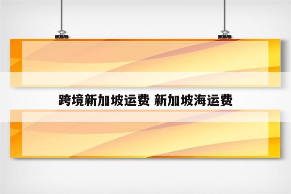 跨境新加坡运费 新加坡海运费