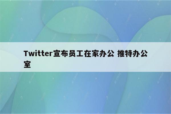 Twitter宣布员工在家办公 推特办公室