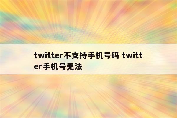 twitter不支持手机号码 twitter手机号无法