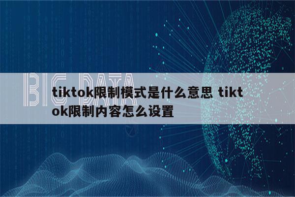 tiktok限制模式是什么意思 tiktok限制内容怎么设置