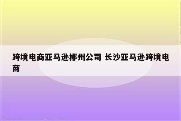 跨境电商亚马逊郴州公司 长沙亚马逊跨境电商