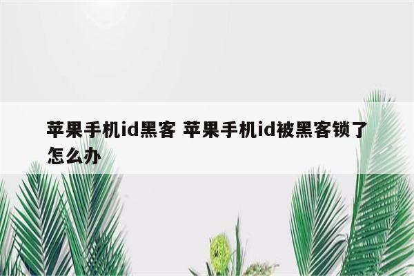 苹果手机id黑客 苹果手机id被黑客锁了怎么办