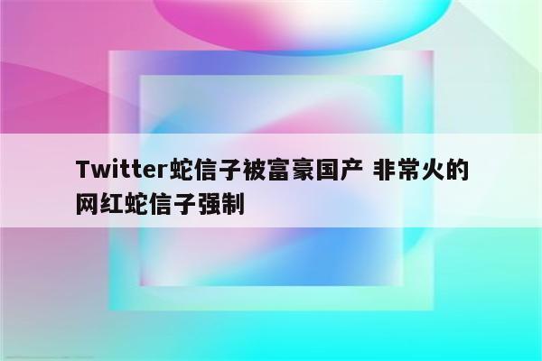 Twitter蛇信子被富豪国产 非常火的网红蛇信子强制