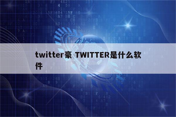 twitter豪 TWITTER是什么软件