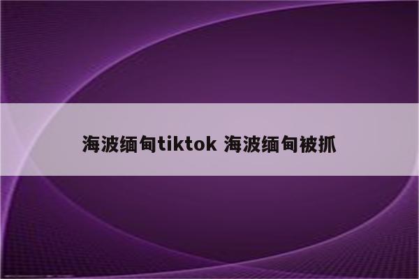 海波缅甸tiktok 海波缅甸被抓