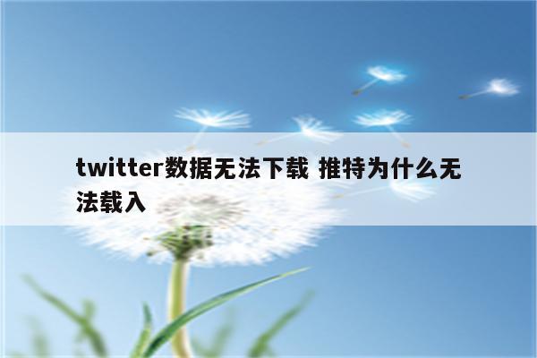 twitter数据无法下载 推特为什么无法载入