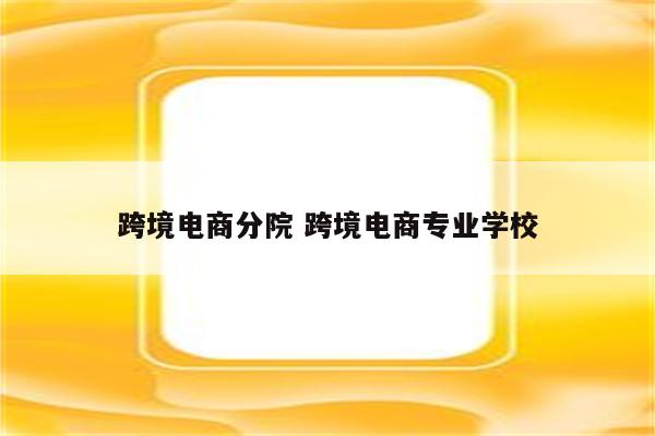 跨境电商分院 跨境电商专业学校