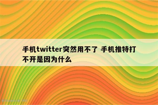 手机twitter突然用不了 手机推特打不开是因为什么