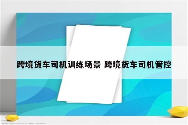 跨境货车司机训练场景 跨境货车司机管控