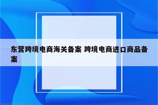 东营跨境电商海关备案 跨境电商进口商品备案