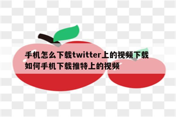 手机怎么下载twitter上的视频下载 如何手机下载推特上的视频