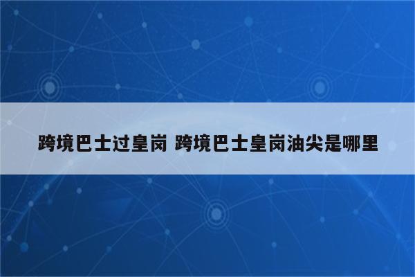 跨境巴士过皇岗 跨境巴士皇岗油尖是哪里