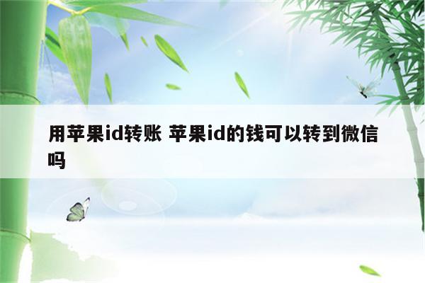 用苹果id转账 苹果id的钱可以转到微信吗