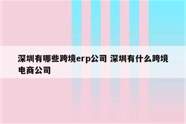 深圳有哪些跨境erp公司 深圳有什么跨境电商公司