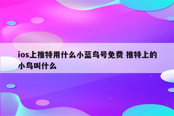 ios上推特用什么小蓝鸟号免费 推特上的小鸟叫什么