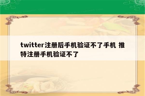 twitter注册后手机验证不了手机 推特注册手机验证不了