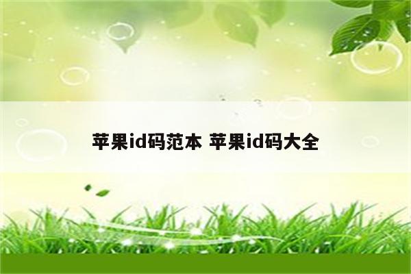 苹果id码范本 苹果id码大全