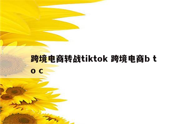 跨境电商转战tiktok 跨境电商b to c