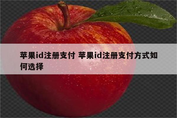 苹果id注册支付 苹果id注册支付方式如何选择