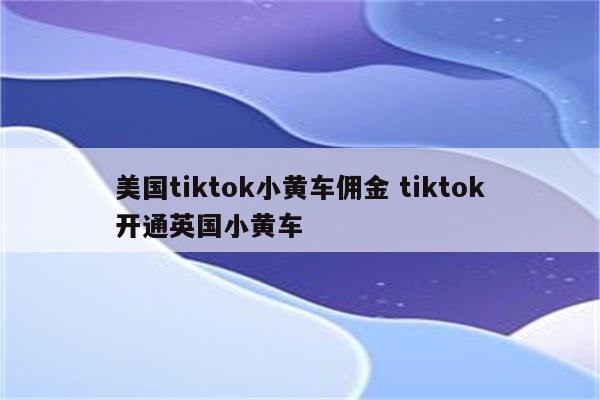 美国tiktok小黄车佣金 tiktok开通英国小黄车