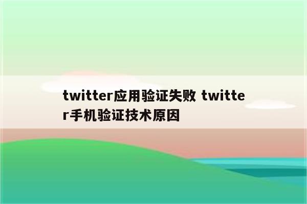 twitter应用验证失败 twitter手机验证技术原因