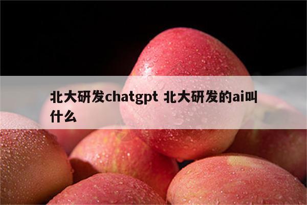 北大研发chatgpt 北大研发的ai叫什么