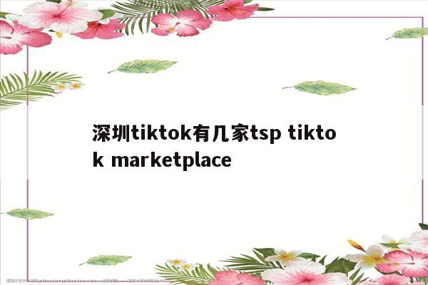 深圳tiktok有几家tsp tiktok marketplace