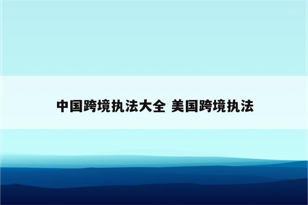 中国跨境执法大全 美国跨境执法