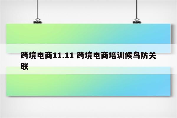 跨境电商11.11 跨境电商培训候鸟防关联