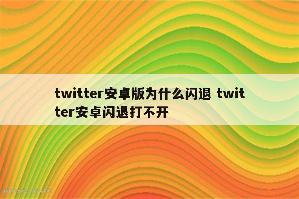 twitter安卓版为什么闪退 twitter安卓闪退打不开