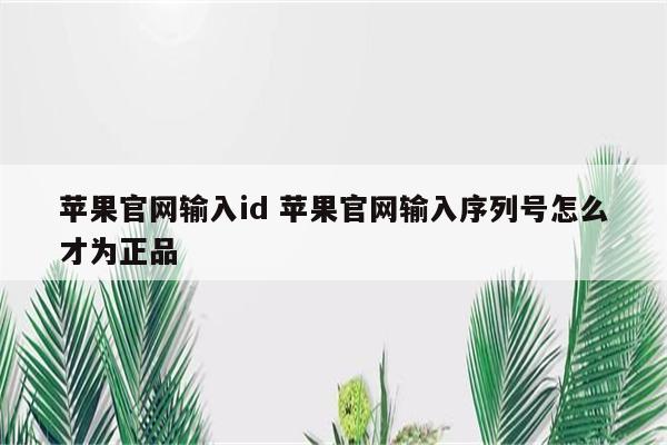 苹果官网输入id 苹果官网输入序列号怎么才为正品