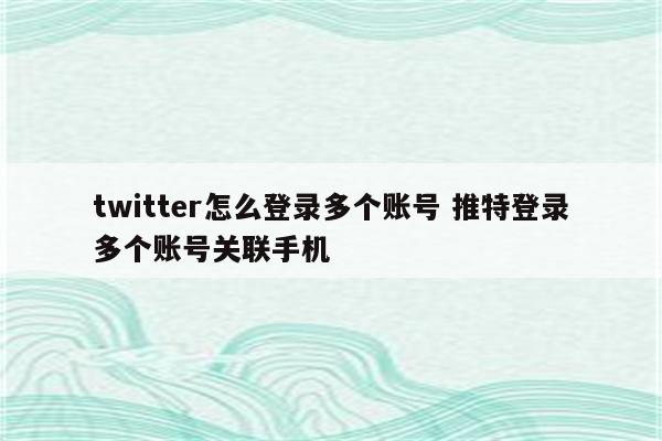 twitter怎么登录多个账号 推特登录多个账号关联手机