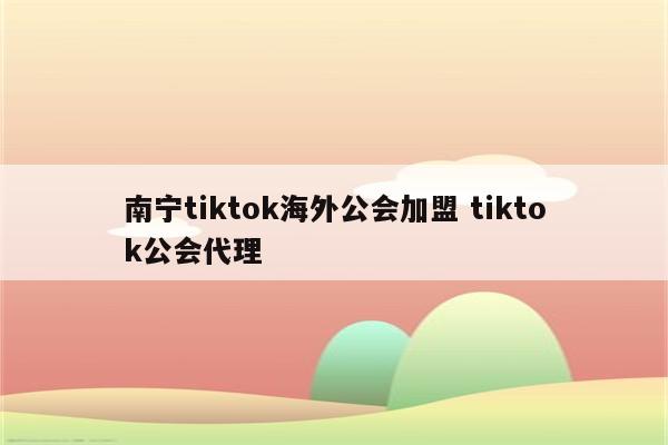 南宁tiktok海外公会加盟 tiktok公会代理