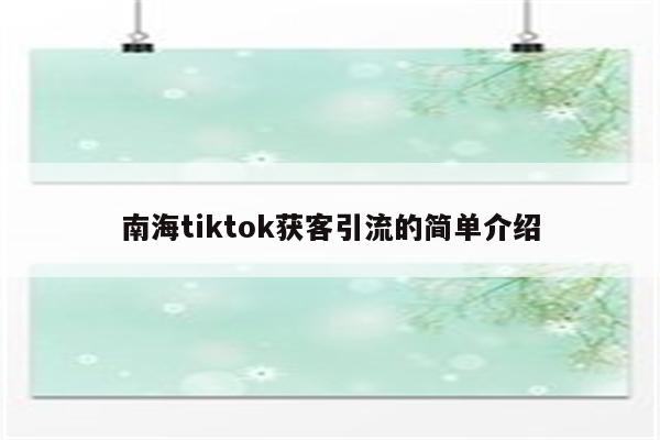 南海tiktok获客引流的简单介绍