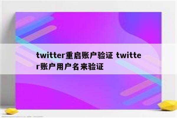 twitter重启账户验证 twitter账户用户名来验证
