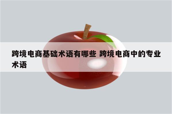 跨境电商基础术语有哪些 跨境电商中的专业术语