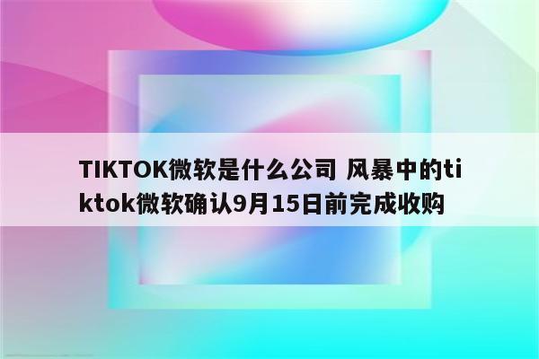 TIKTOK微软是什么公司 风暴中的tiktok微软确认9月15日前完成收购