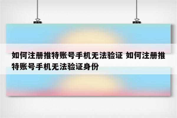 如何注册推特账号手机无法验证 如何注册推特账号手机无法验证身份