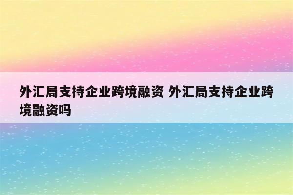 外汇局支持企业跨境融资 外汇局支持企业跨境融资吗