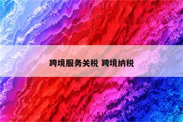 跨境服务关税 跨境纳税