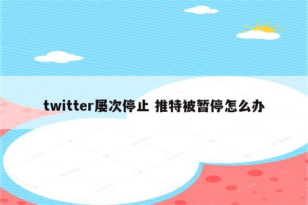 twitter屡次停止 推特被暂停怎么办