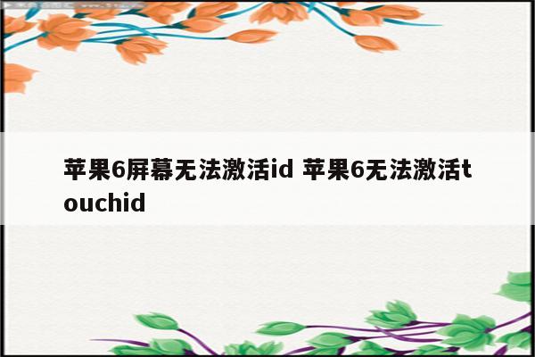 苹果6屏幕无法激活id 苹果6无法激活touchid