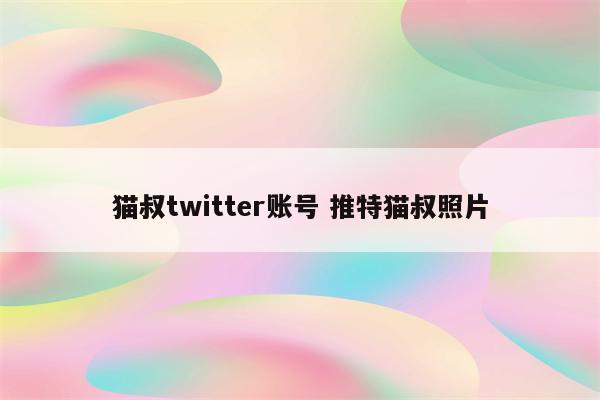 猫叔twitter账号 推特猫叔照片