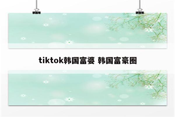 tiktok韩国富婆 韩国富豪圈