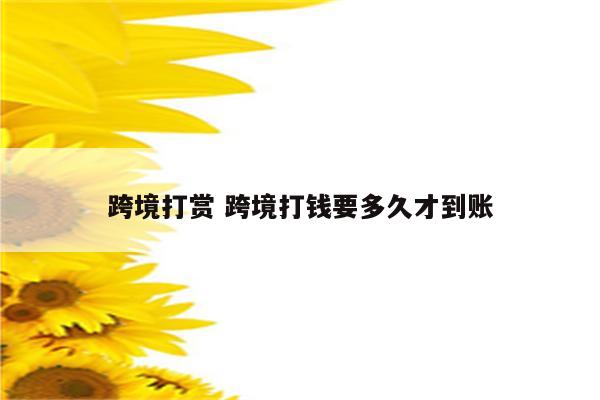 跨境打赏 跨境打钱要多久才到账