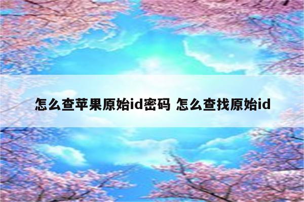 怎么查苹果原始id密码 怎么查找原始id